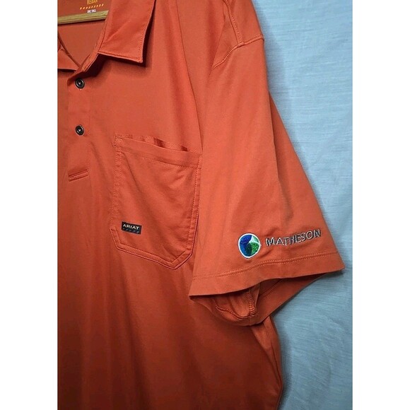 Ariat Rebar Foreman Matheson Polo Shirt, Men's Sz 3XL Tall, Orange/Rust - Picture 3 of 10